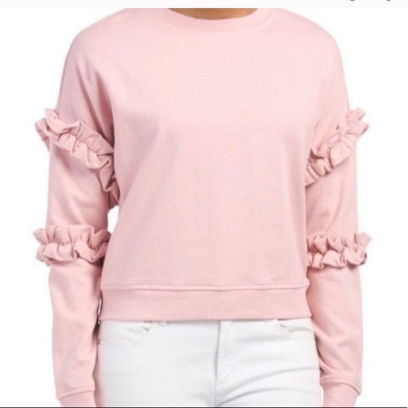 pink ruffle sweatshirt